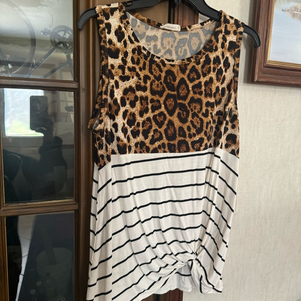 Leopard and Stripe Women's Top